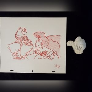 Disney The Little Mermaid Ariel & Ursula character drawing/sketch animation art